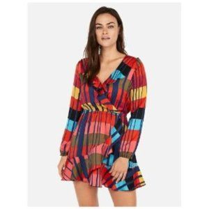 * Express Long Sleeve Multi Color Block Dress